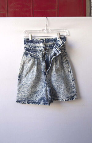 Upcycled Acid Wash Denim Shorts image number 2