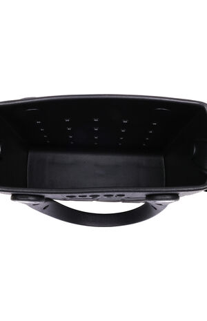 Black Small Woven Crocssbody Tote Bag image number 8