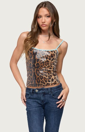 Dimitra Sequin Leopard Tank Top image number 1