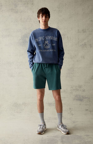 Fleece Washed Green Sweat Shorts image number 2