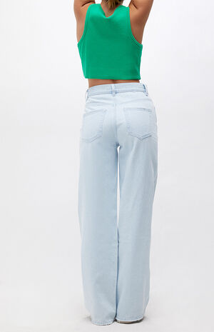 Eco Light Blue High Waisted Baggy Jeans image number 4