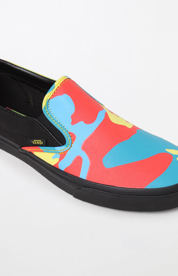 neon vans slip on