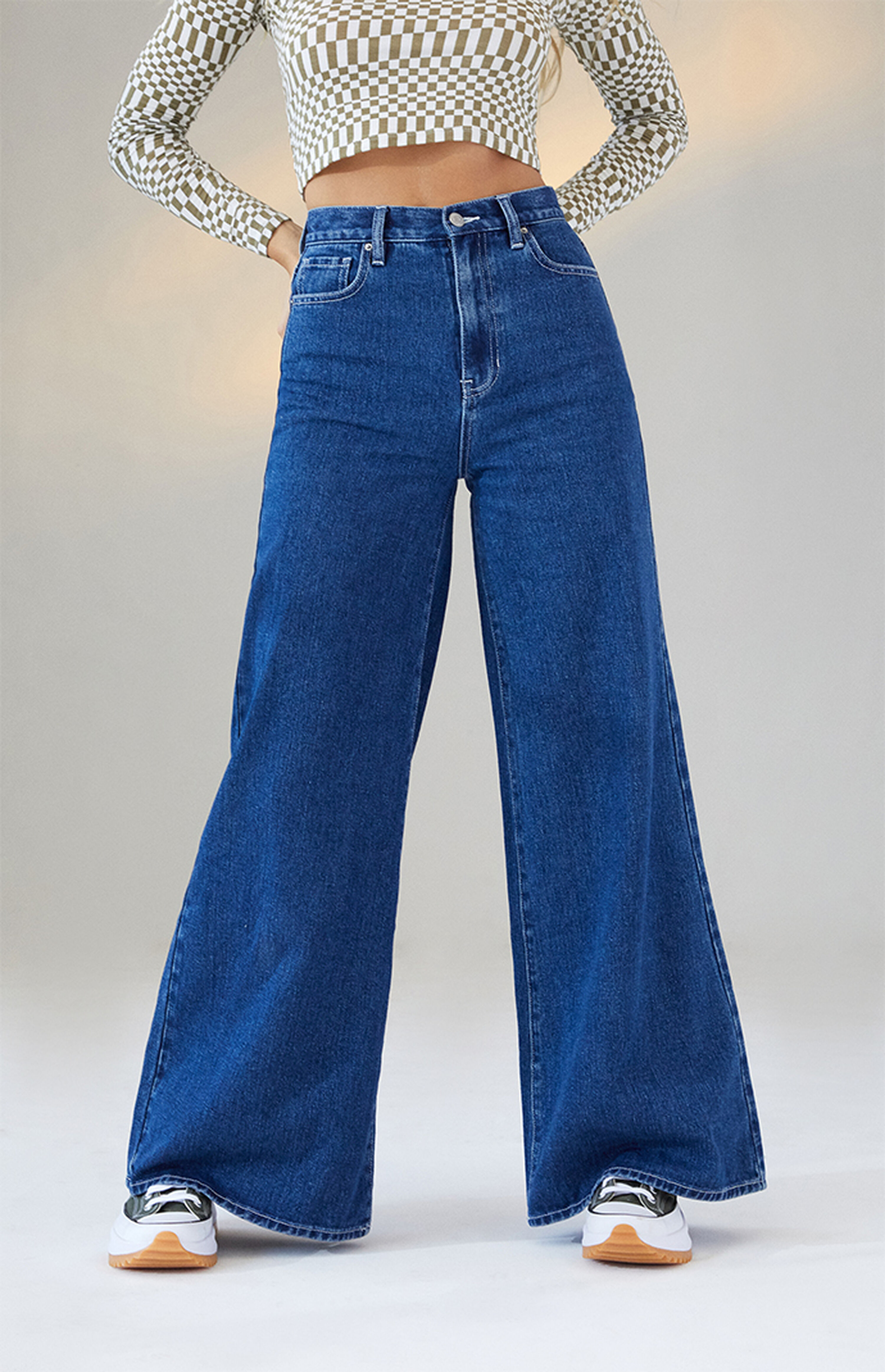 PacSun Dark Blue Wide Leg Jeans PacSun