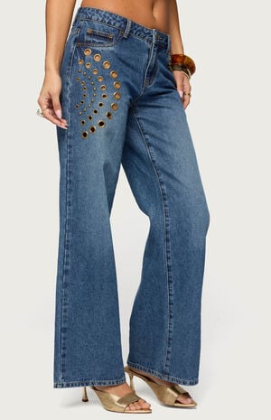 Monika Stud and Grommet Low Rise Baggy Jeans image number 2