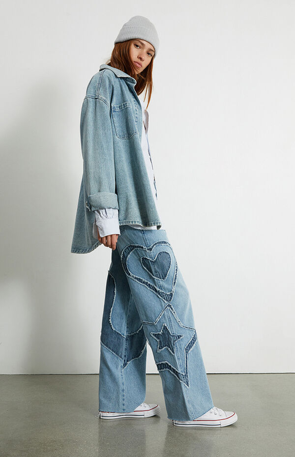 Eco Light Blue Patchwork '90s Baggy Jeans