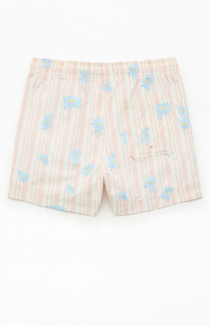 Muted Garden Striped Seersucker 4.5" Swim Trunks image number 2