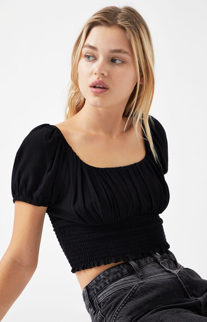 Short Sleeve Smocked Bodice Top