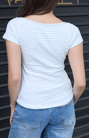 Light Blue Zelly Striped Short Sleeve Top image number 4