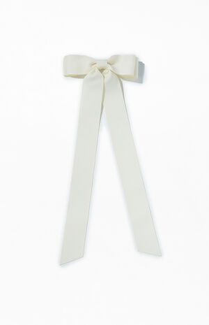 Cream Ribbed Double Loop Bow Barrette image number 1
