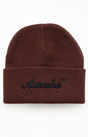 Brown Script Logo Beanie image number 1