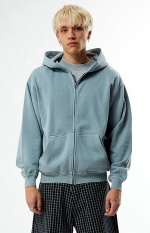 Slate Blue Vintage Washed Full Zip Hoodie