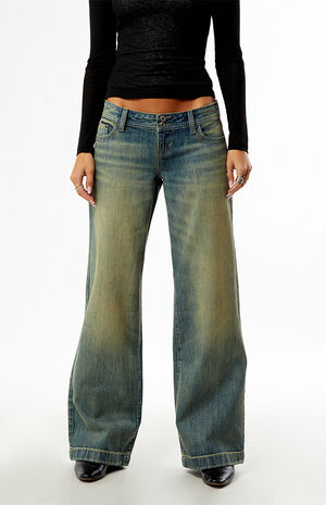 Kaia Ultimate Low Rise Baggy Double Button Tinted Medium Blue image number 2