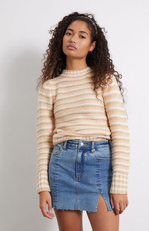 Medium Blue Ultra High Waisted Denim Mini Skirt image number 2