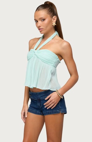 Pleated Babydoll Halter Top image number 2