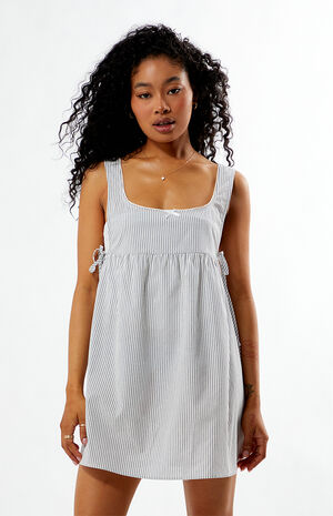 Striped Bow Front Babydoll Dress image number 3