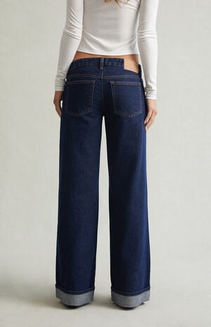 Ultimate Low Rise Baggy Jeans Cuffed Dark Blue image number 4
