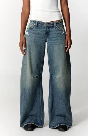 Ronnie Ultimate Low Rise Barrel Jeans Ripped Medium Blue image number 2