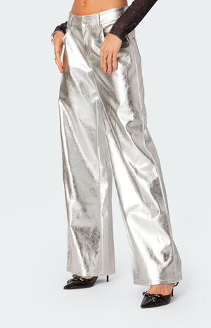 Kim Metallic Faux Leather Pants image number 4
