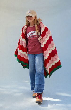 Asymmetrical Waistband Medium Blue Baggy Jeans image number 1