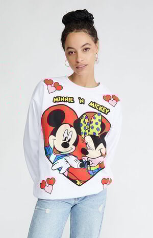 Mickey & Minnie Hearts Crew Neck Sweatshirt image number 1