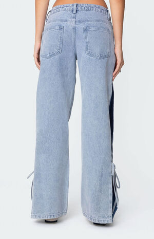 Contrast Split Washed Jeans image number 5