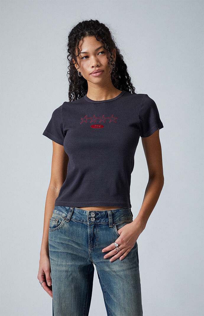 Third Charm Quad Star 1980 Embroidered Skimmer T-Shirt