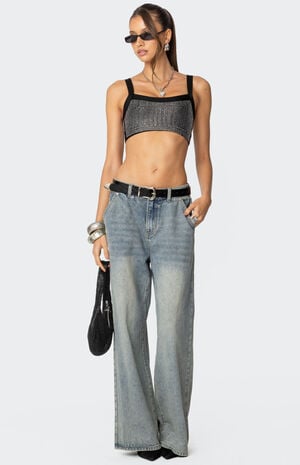 Rhinestone Ribbed Crop Top image number 2