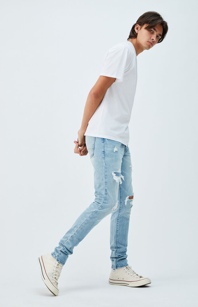 pacsun light ripped stacked skinny jeans