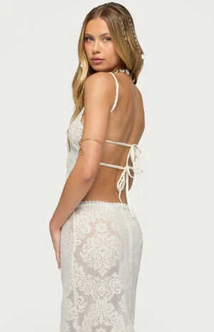 Violette Sheer Lace Tie Back Top image number 3
