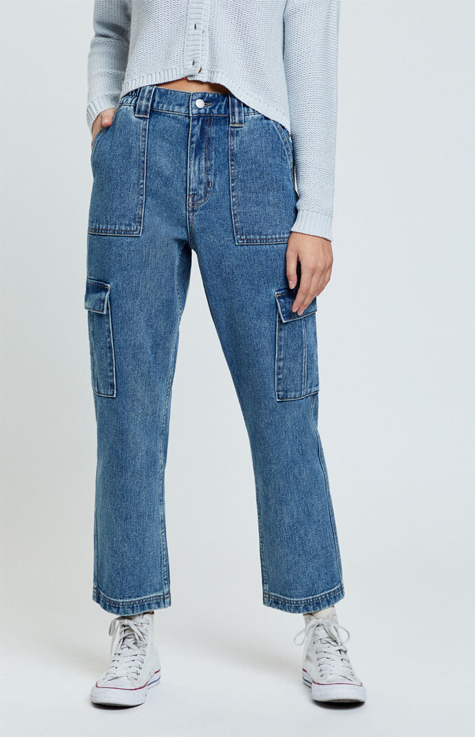 womens denim cargo pants