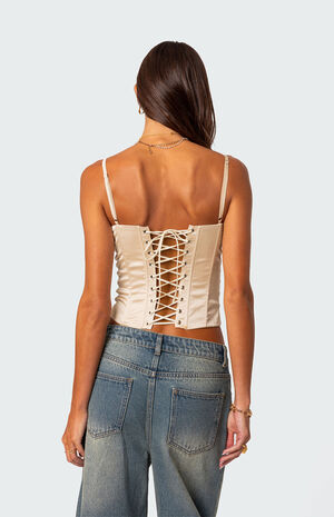 Arabelle Satin Lace Up Corset image number 4