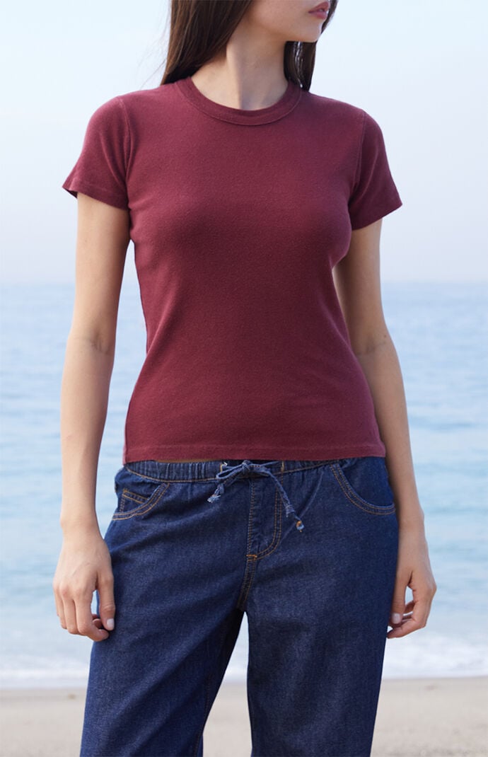 John Galt Burgundy Hailie Short Sleeve Top