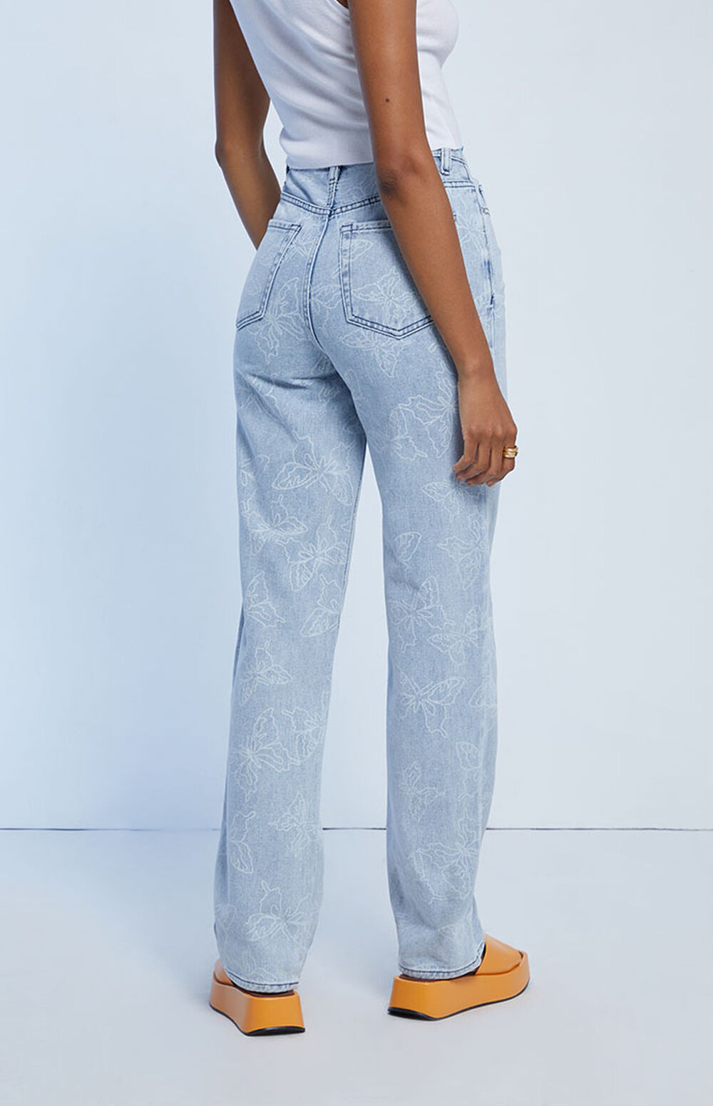 PacSun Light Blue Butterfly Boyfriend Jeans PacSun