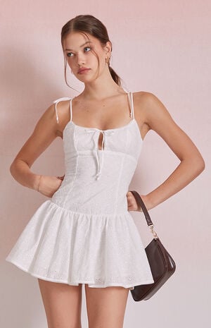 Eleanor Eyelet Tie Front Mini Dress