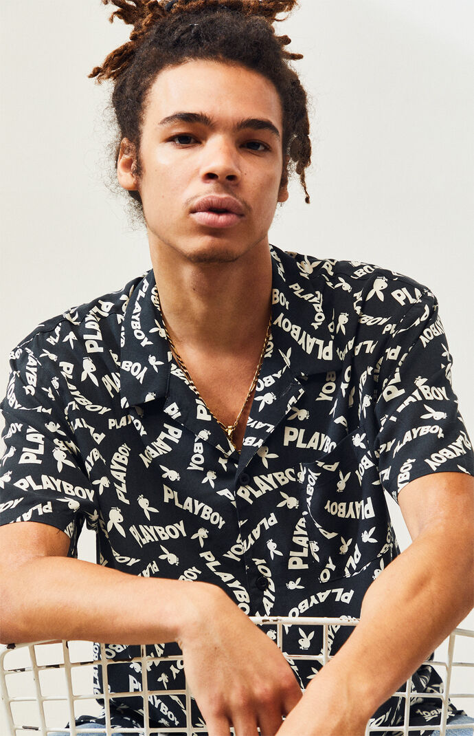 x playboy neon button up shirt 