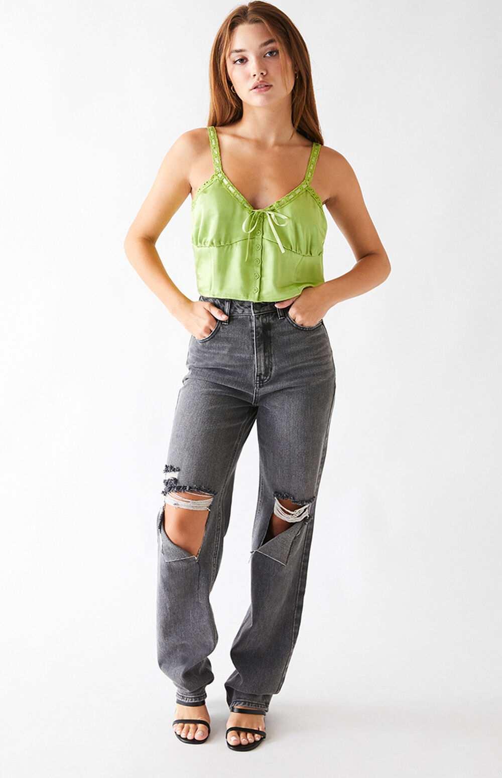 LA Hearts Satin Bustier Tank Top PacSun