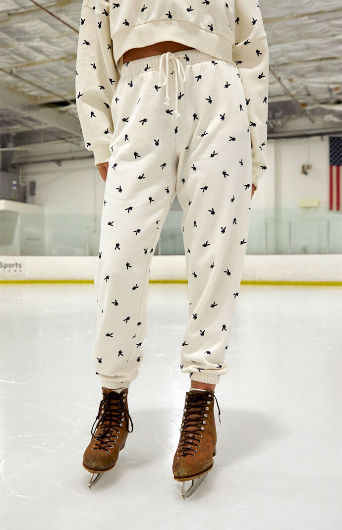 playboy bunny sweatpants womens white TGS A.A
