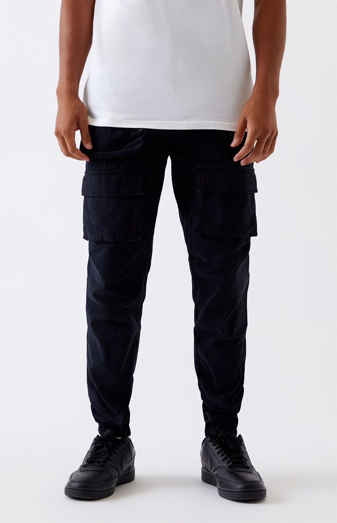 Black Slim Cargo Jogger Pants