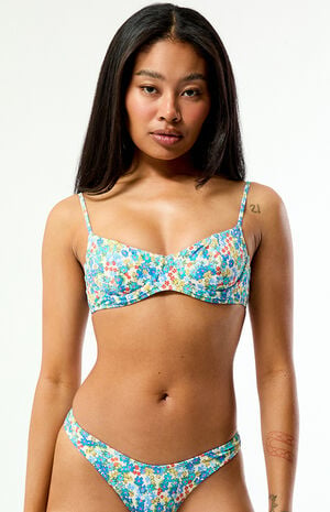 Blue & White Floral Madison Underwire Bralette Bikini Top image number 2