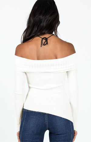 Eco White Morley Off-The-Shoulder Sweater image number 4