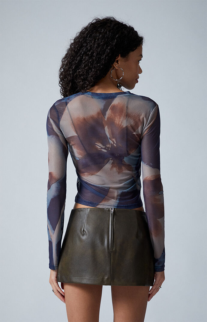 Third Charm Orchid Mesh AOP Long Sleeve T-Shirt | Pacsun