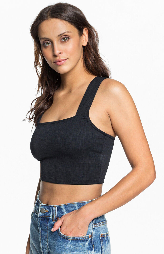 Black Good Sunday Cropped Tank Top