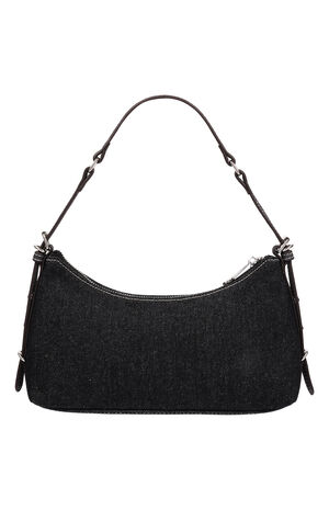 Triple Straps Black Denim Shoulder Bag image number 4