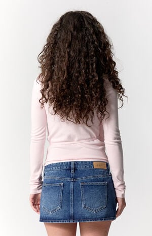 Piper Stretch Dark Blue Jean Micro Mini Skirt image number 4
