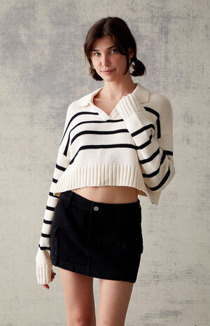 Black Denim Cargo Mini Skirt image number 2