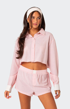 Lea Cropped Button Up Shirt image number 4