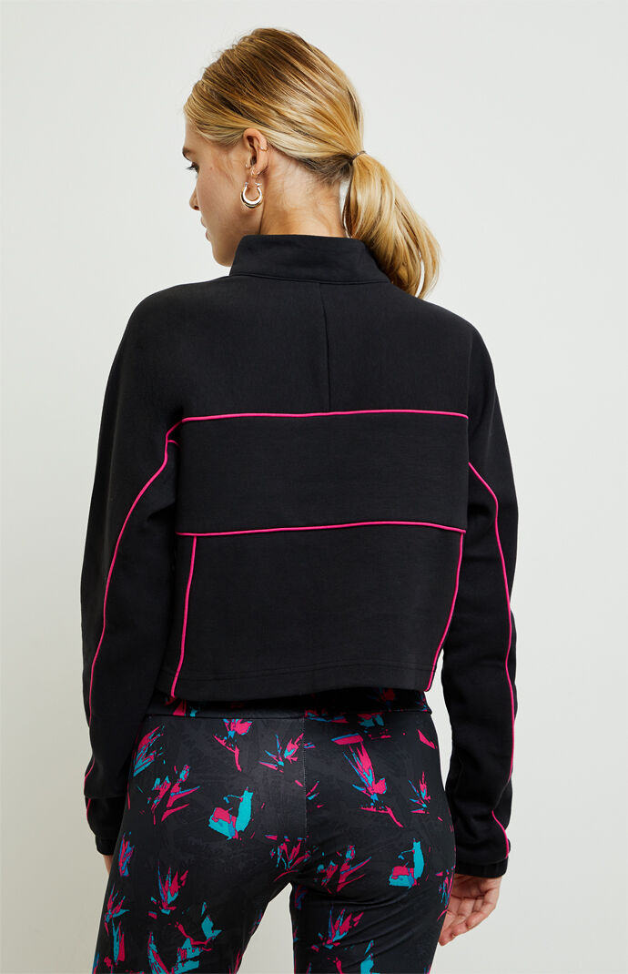 Big Logo Half Zip Crop Top