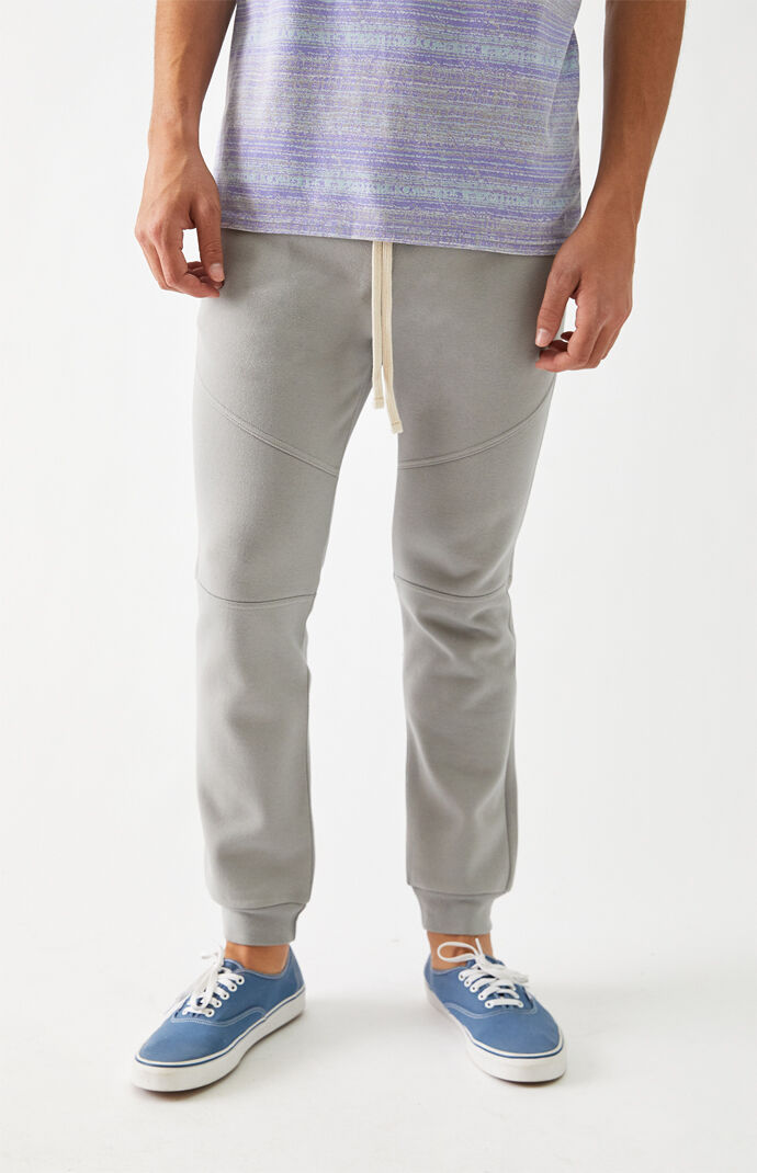 Gray Paneled Fleece Jogger Pants