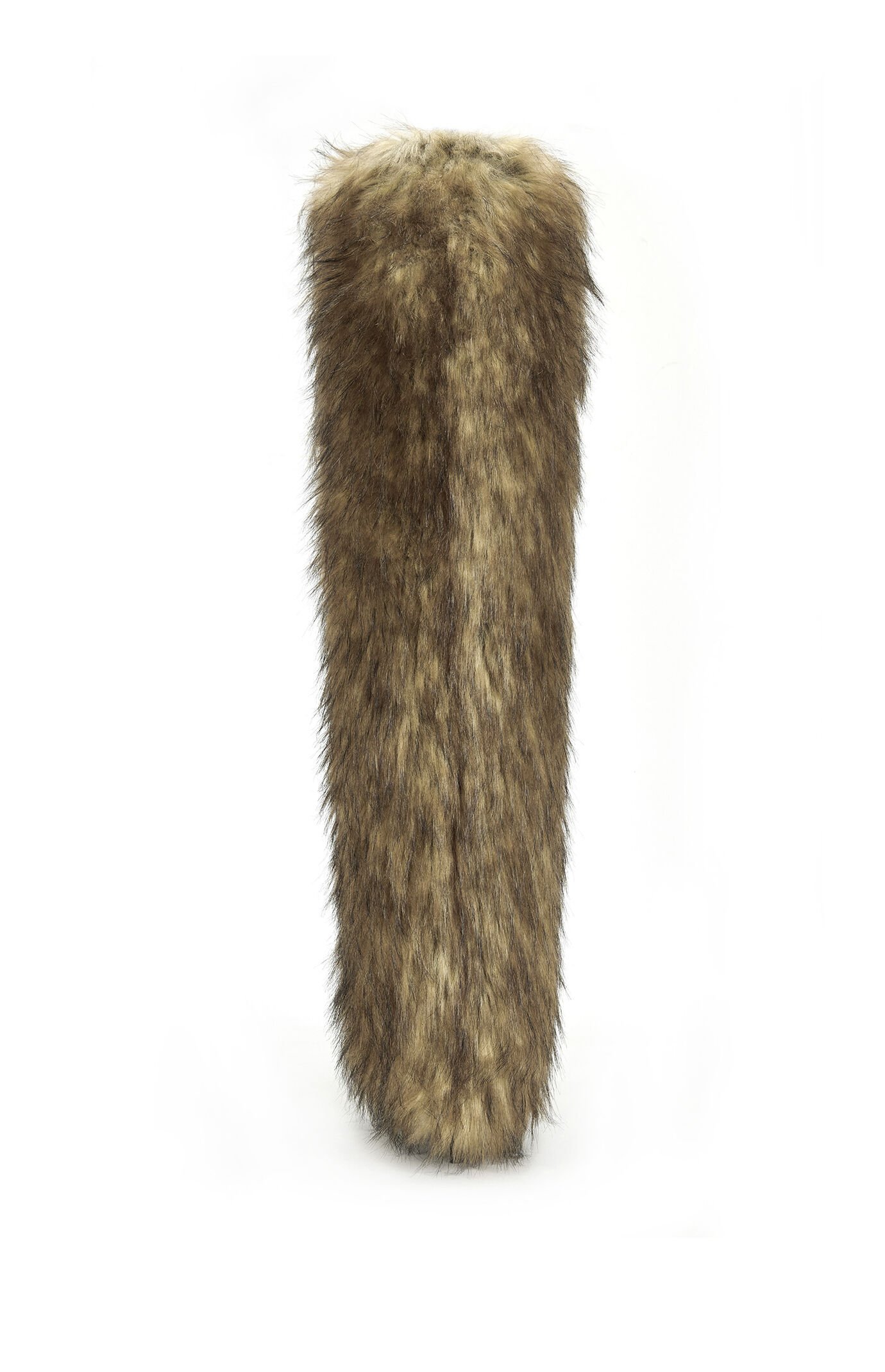 AZALEA WANG Langleye Brown Faux Fur Over The Knee Stiletto Boots