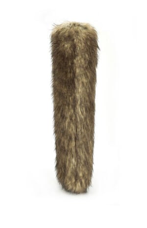 Langleye Brown Faux Fur Over The Knee Stiletto Boots image number 3
